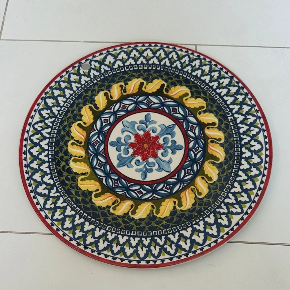 WILLIAMS SONOMA ~ SICILY ITALIAN MEDALLION ~ CHARGER / PLATTER / TRIVET ~ 13.5